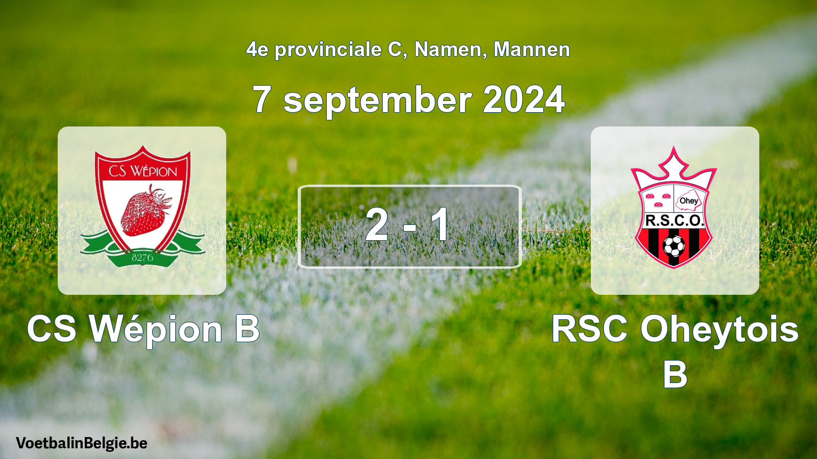 Gespeelde wedstrijd mannenvoetbal: CS Wépion B - RSC Oheytois B 2 - 1 (7 september 2024)