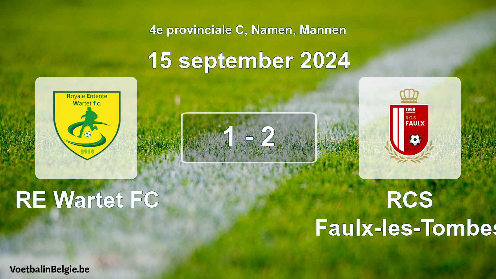Gespeelde wedstrijd mannenvoetbal: RE Wartet FC - RCS Faulx-les-Tombes 1 - 2 (15 september 2024)