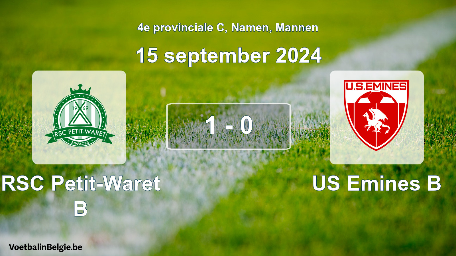 Gespeelde wedstrijd mannenvoetbal: RSC Petit-Waret B - US Emines B 1 - 0 (15 september 2024)
