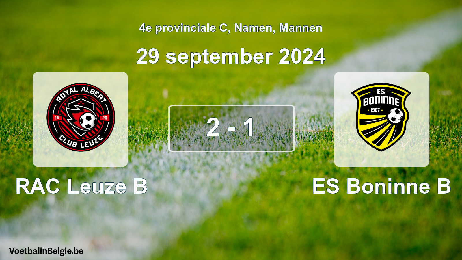 Gespeelde wedstrijd mannenvoetbal: RAC Leuze B - ES Boninne B 2 - 1 (29 september 2024)