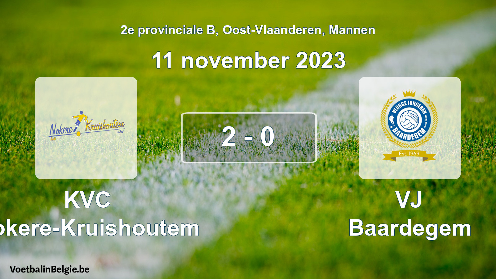 Gespeelde wedstrijd mannenvoetbal: KVC Nokere-Kruishoutem - VJ Baardegem 2 - 0 (11 november 2023)