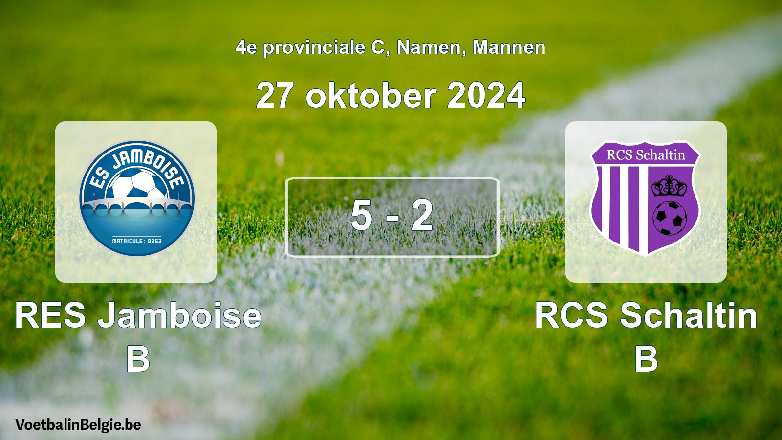 Gespeelde wedstrijd mannenvoetbal: RES Jamboise B - RCS Schaltin B 5 - 2 (27 oktober 2024)