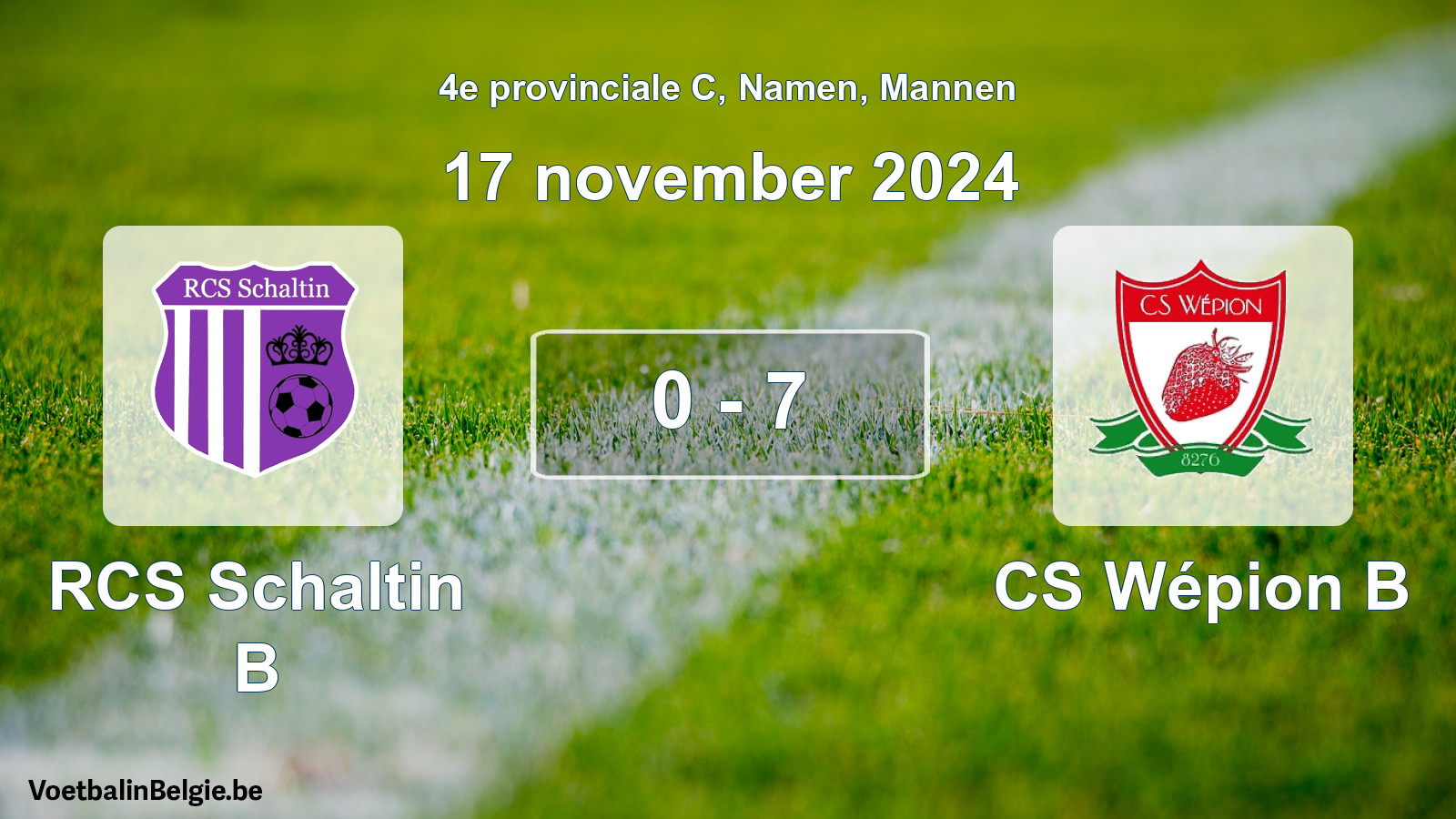 Gespeelde wedstrijd mannenvoetbal: RCS Schaltin B - CS Wépion B 0 - 7 (17 november 2024)
