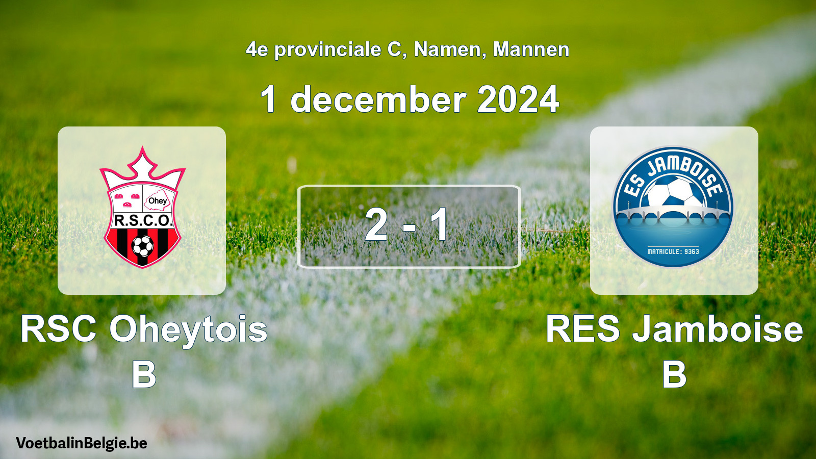 Gespeelde wedstrijd mannenvoetbal: RSC Oheytois B - RES Jamboise B 2 - 1 (1 december 2024)