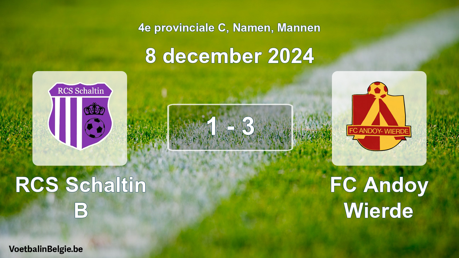 Gespeelde wedstrijd mannenvoetbal: RCS Schaltin B - FC Andoy Wierde 1 - 3 (8 december 2024)