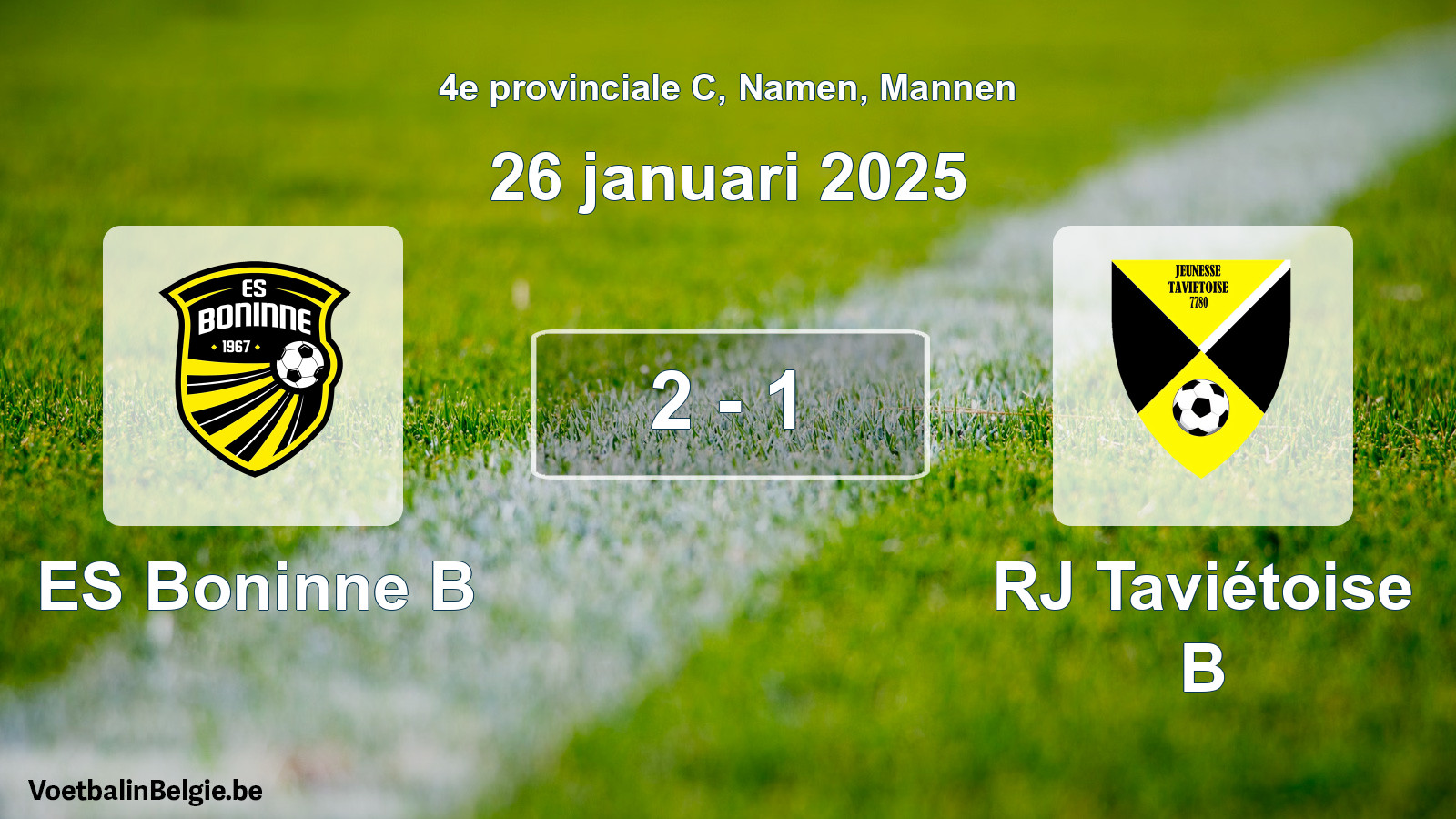 Gespeelde wedstrijd mannenvoetbal: ES Boninne B - RJ Taviétoise B 2 - 1 (26 januari 2025)