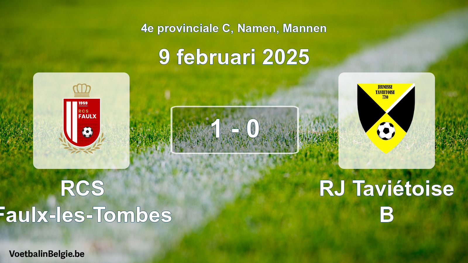 Gespeelde wedstrijd mannenvoetbal: RCS Faulx-les-Tombes - RJ Taviétoise B 1 - 0 (9 februari 2025)