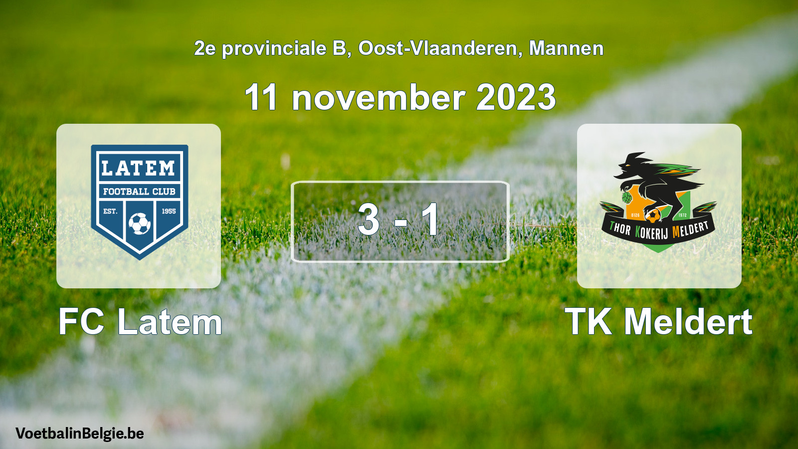 Gespeelde wedstrijd mannenvoetbal: FC Latem - TK Meldert 3 - 1 (11 november 2023)