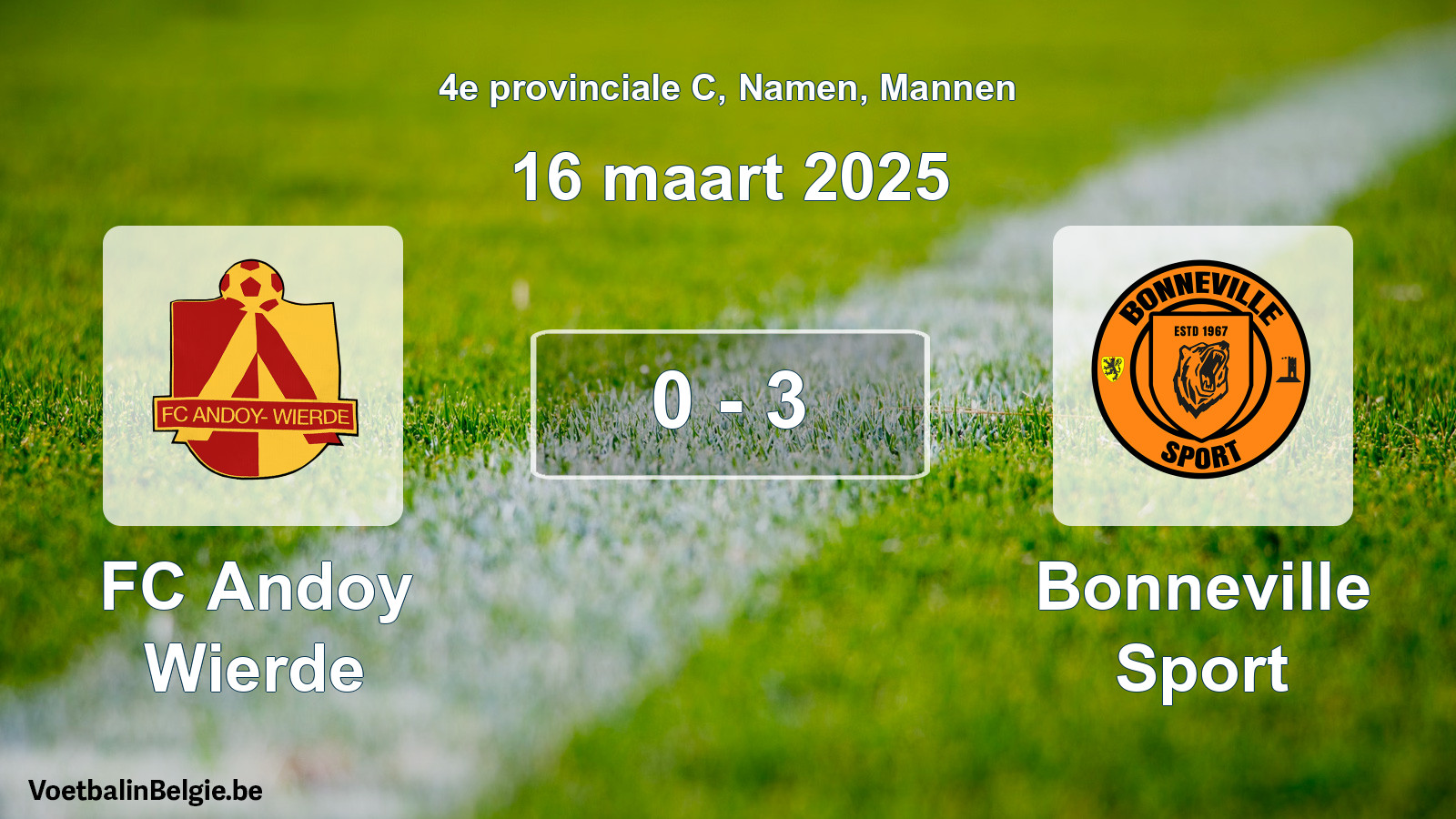 Gespeelde wedstrijd mannenvoetbal: FC Andoy Wierde - Bonneville Sport 0 - 3 (16 maart 2025)