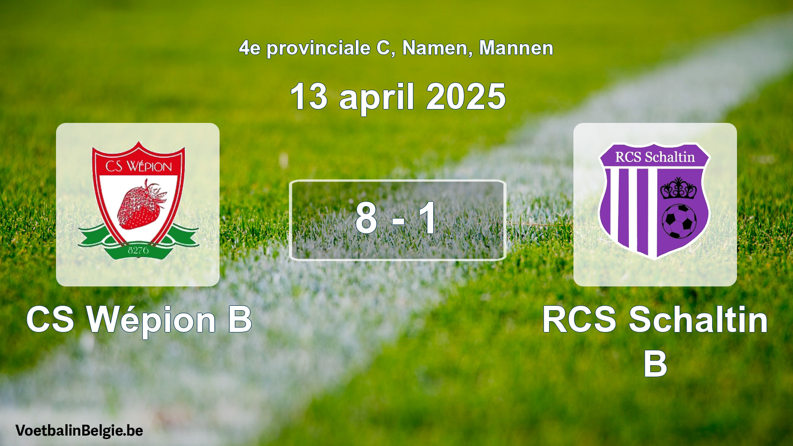 Gespeelde wedstrijd mannenvoetbal: CS Wépion B - RCS Schaltin B 8 - 1 (13 april 2025)
