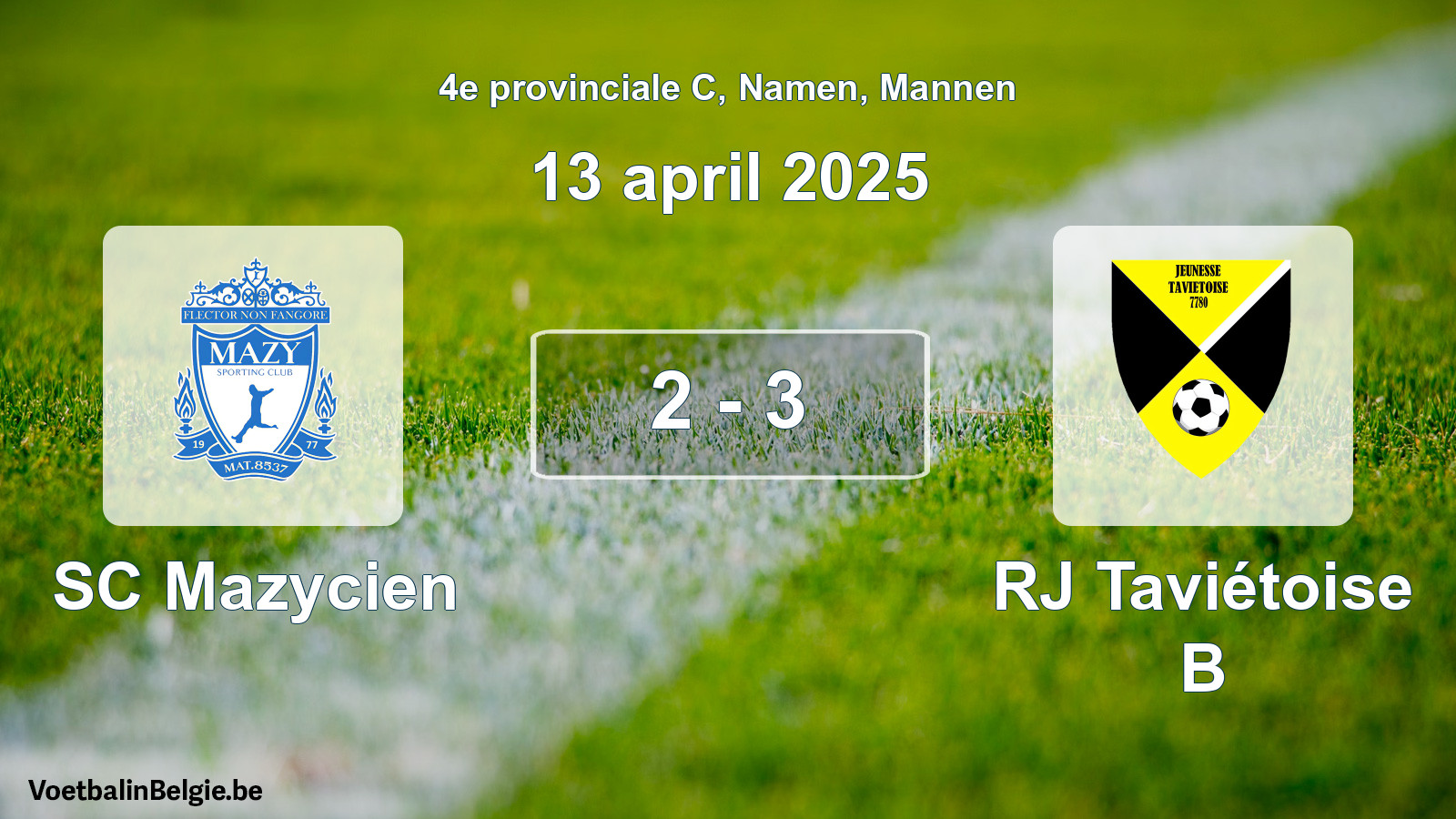 Gespeelde wedstrijd mannenvoetbal: SC Mazycien - RJ Taviétoise B 2 - 3 (13 april 2025)