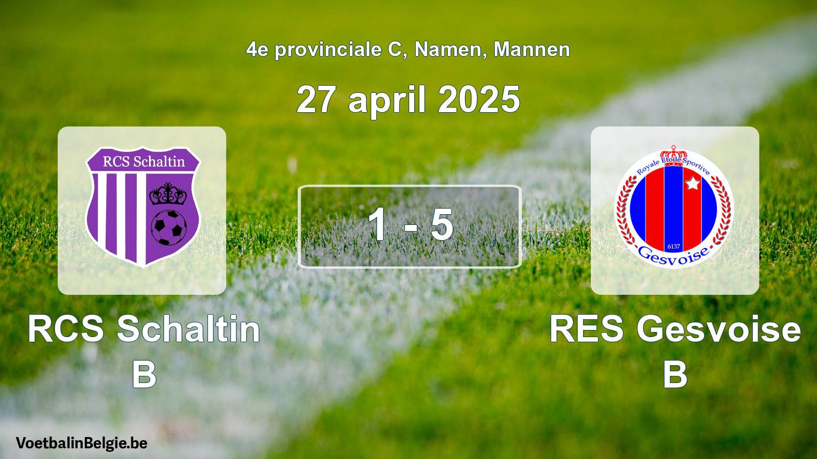 Gespeelde wedstrijd mannenvoetbal: RCS Schaltin B - RES Gesvoise B 1 - 5 (27 april 2025)