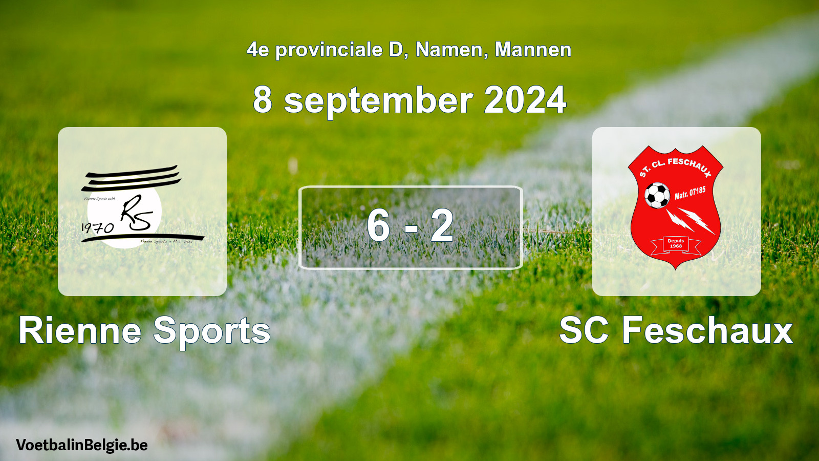 Gespieltes Spiel männer-Fußball: Rienne Sports - SC Feschaux 6 - 2 (8 September 2024)