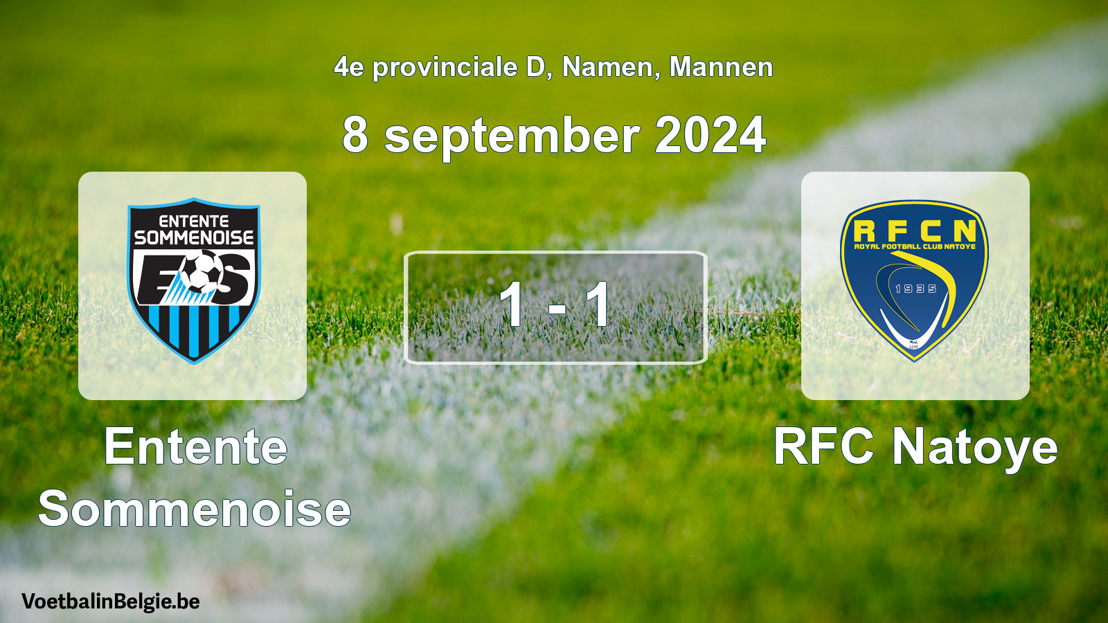 Gespeelde wedstrijd mannenvoetbal: Entente Sommenoise - RFC Natoye 1 - 1 (8 september 2024)