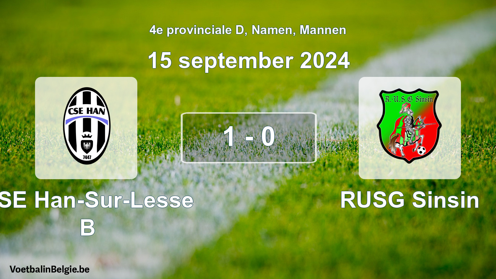 Gespeelde wedstrijd mannenvoetbal: CSE Han-Sur-Lesse B - RUSG Sinsin 1 - 0 (15 september 2024)
