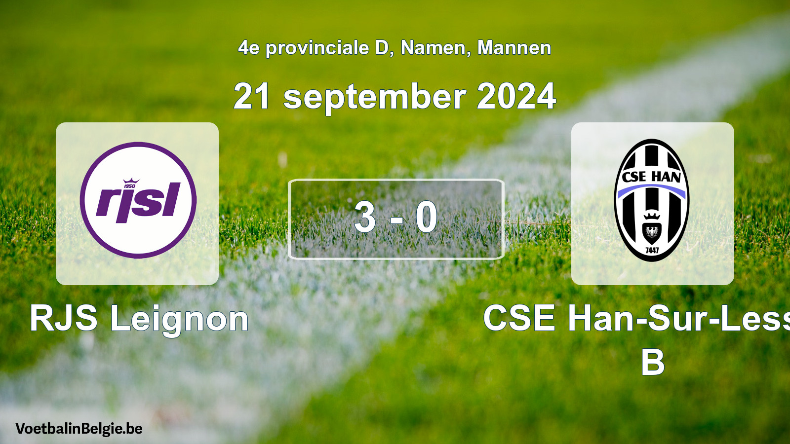 Gespeelde wedstrijd mannenvoetbal: RJS Leignon - CSE Han-Sur-Lesse B 3 - 0 (21 september 2024)