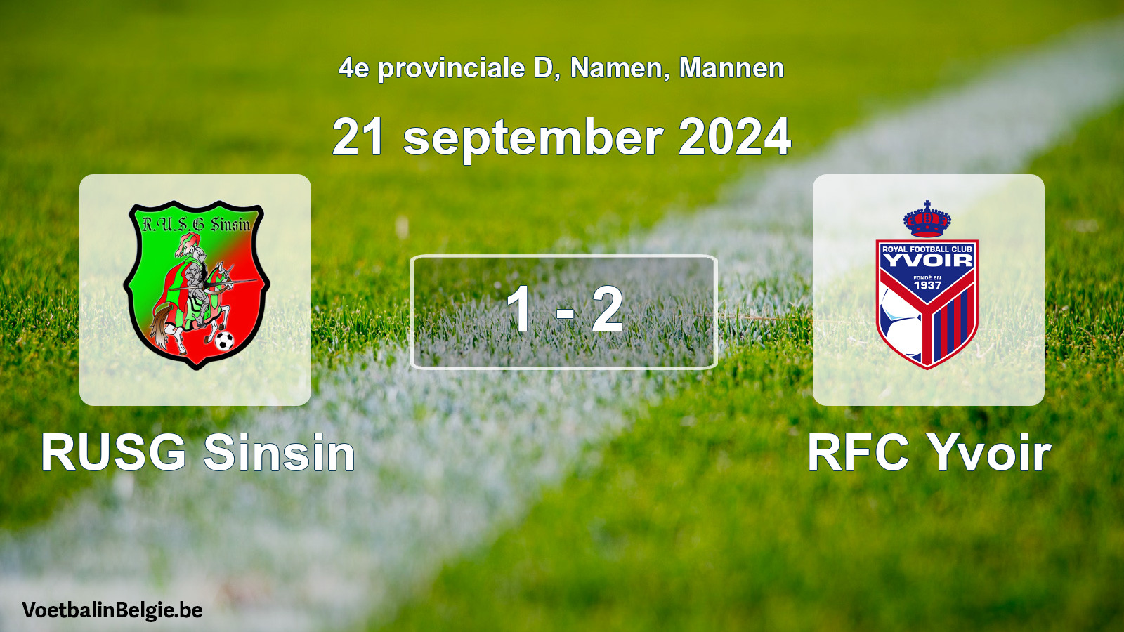 Played match men football: RUSG Sinsin - RFC Yvoir 1 - 2 (21 September 2024)