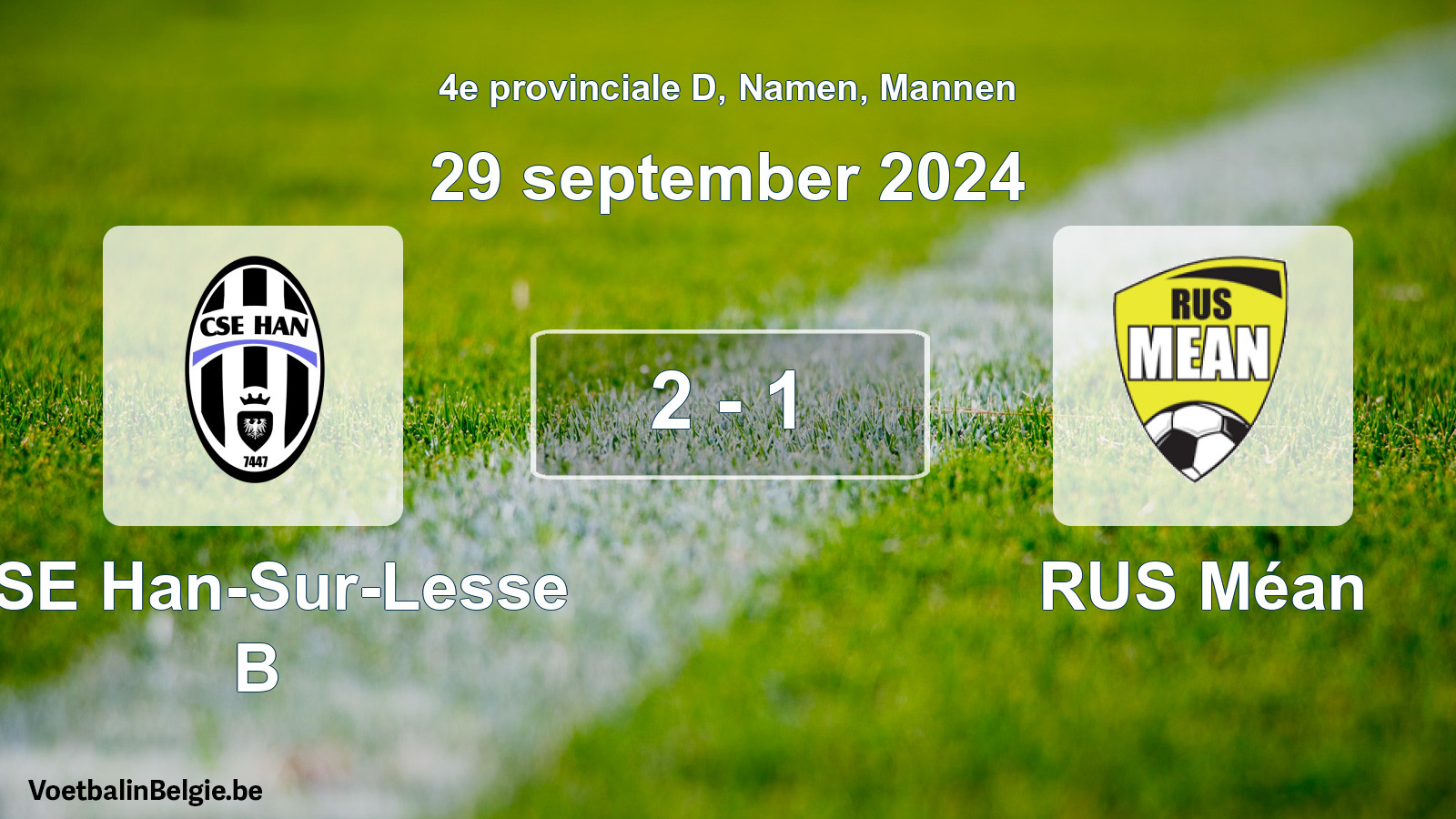 Gespeelde wedstrijd mannenvoetbal: CSE Han-Sur-Lesse B - RUS Méan 2 - 1 (29 september 2024)
