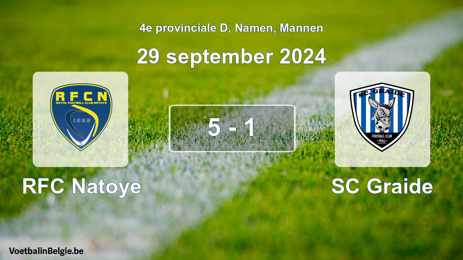 Gespeelde wedstrijd mannenvoetbal: RFC Natoye - SC Graide 5 - 1 (29 september 2024)