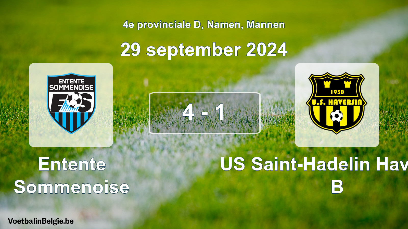 Gespeelde wedstrijd mannenvoetbal: Entente Sommenoise - US Saint-Hadelin Haversin B 4 - 1 (29 september 2024)