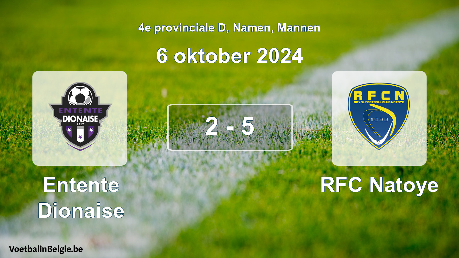 Gespeelde wedstrijd mannenvoetbal: Entente Dionaise - RFC Natoye 2 - 5 (6 oktober 2024)