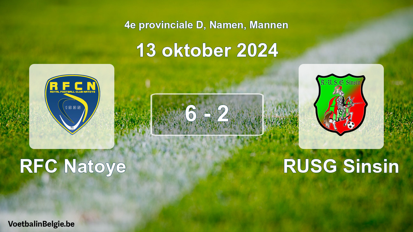 Gespeelde wedstrijd mannenvoetbal: RFC Natoye - RUSG Sinsin 6 - 2 (13 oktober 2024)