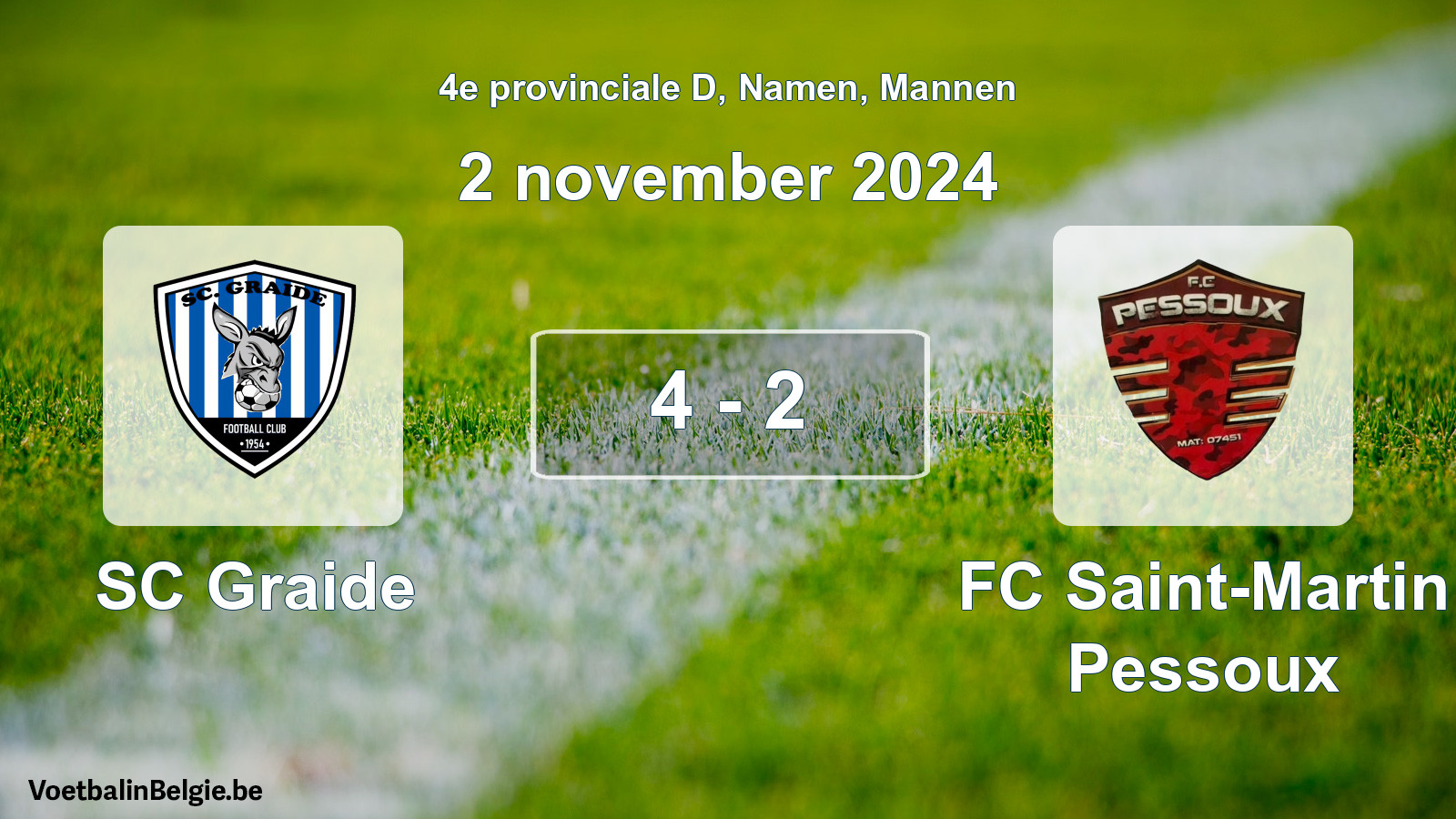 Gespeelde wedstrijd mannenvoetbal: SC Graide - FC Saint-Martin Pessoux 4 - 2 (2 november 2024)