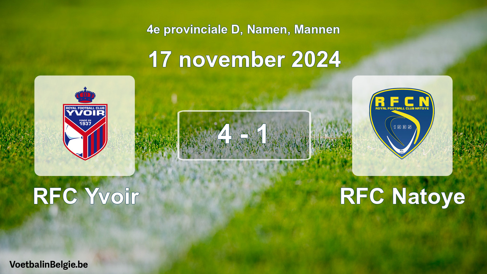 Gespeelde wedstrijd mannenvoetbal: RFC Yvoir - RFC Natoye 4 - 1 (17 november 2024)