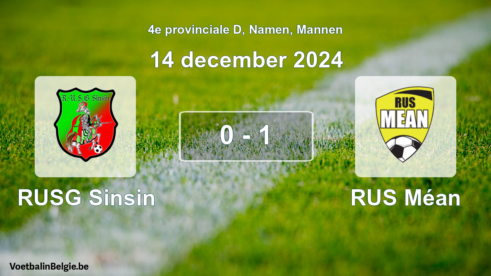 Played match men football: RUSG Sinsin - RUS Méan 0 - 1 (14 December 2024)