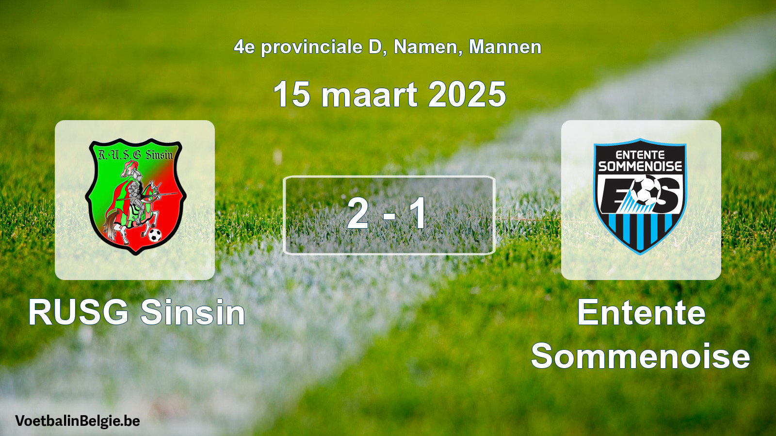Gespeelde wedstrijd mannenvoetbal: RUSG Sinsin - Entente Sommenoise 2 - 1 (15 maart 2025)