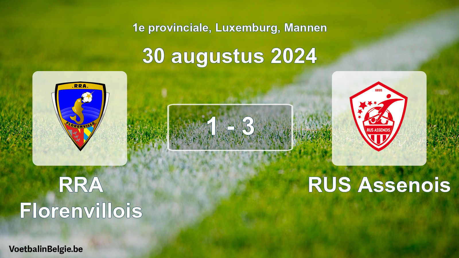 Gespieltes Spiel männer-Fußball: RRA Florenvillois - RUS Assenois 1 - 3 (30 August 2024)