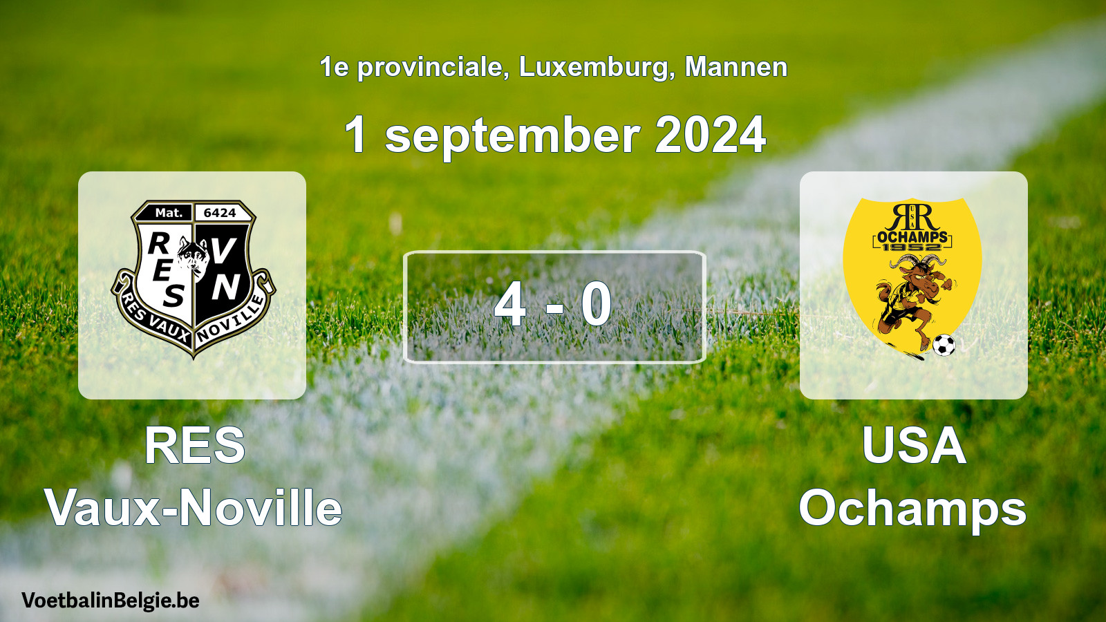 Gespeelde wedstrijd mannenvoetbal: RES Vaux-Noville - USA Ochamps 4 - 0 (1 september 2024)