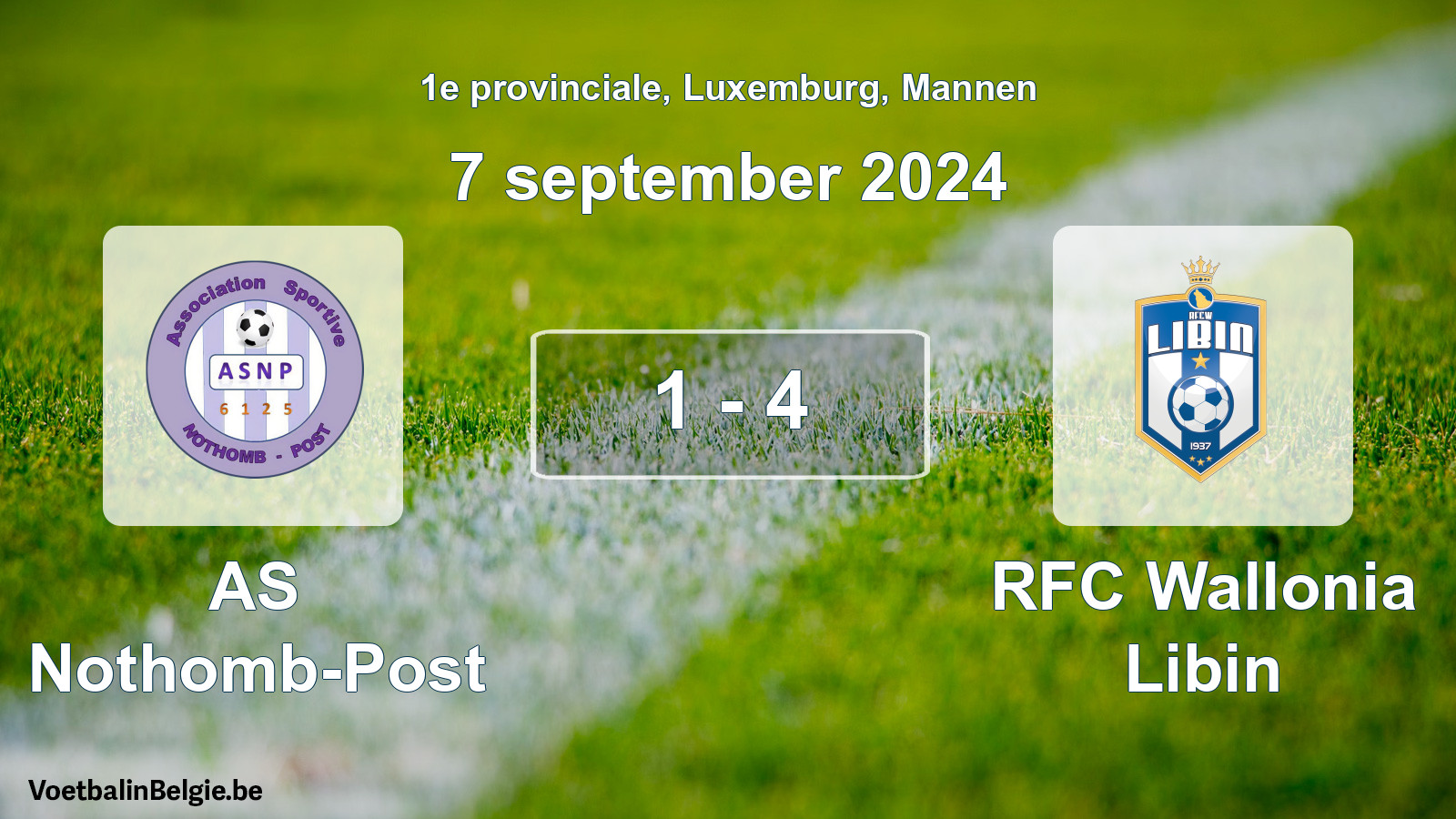 Gespeelde wedstrijd mannenvoetbal: AS Nothomb-Post - RFC Wallonia Libin 1 - 4 (7 september 2024)