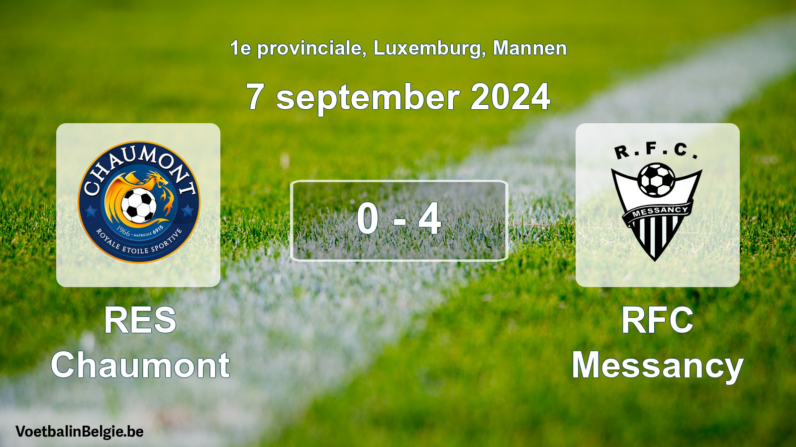 Gespeelde wedstrijd mannenvoetbal: RES Chaumont - RFC Messancy 0 - 4 (7 september 2024)