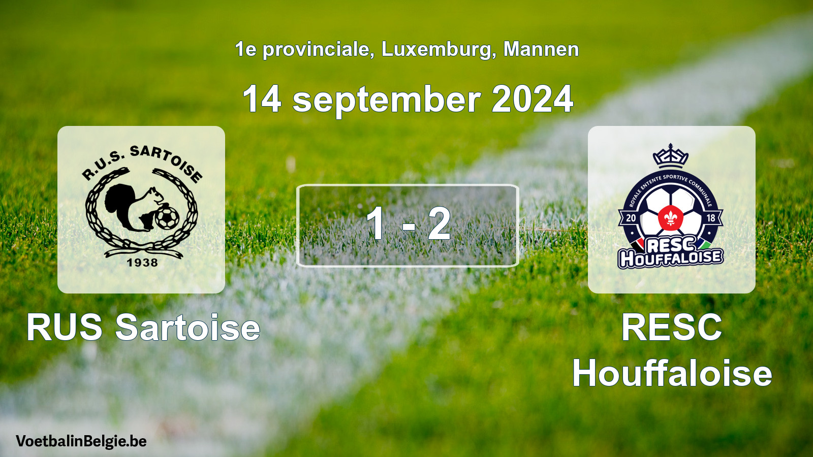 Gespeelde wedstrijd mannenvoetbal: RUS Sartoise - RESC Houffaloise 1 - 2 (14 september 2024)