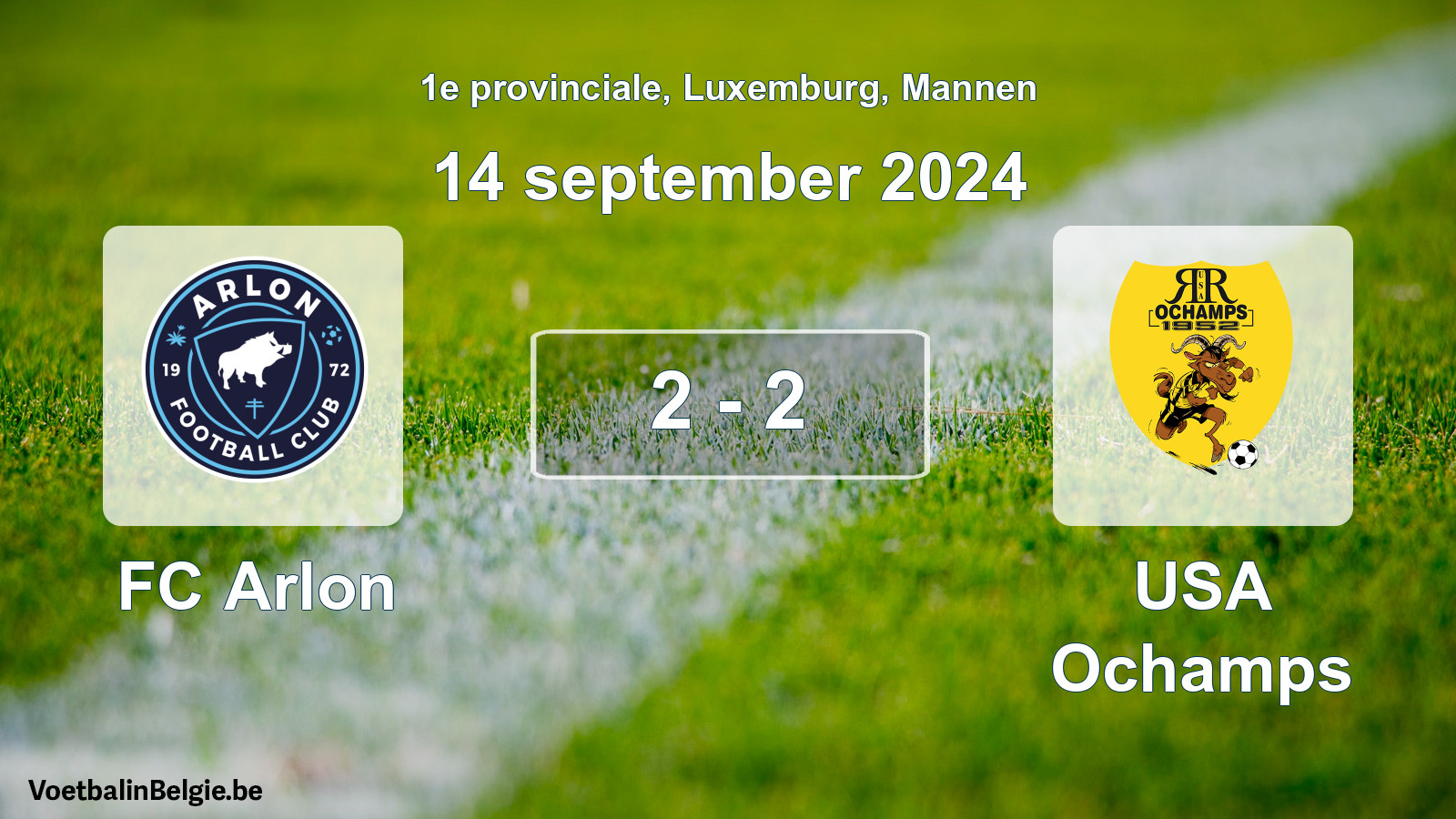 Gespeelde wedstrijd mannenvoetbal: FC Arlon - USA Ochamps 2 - 2 (14 september 2024)
