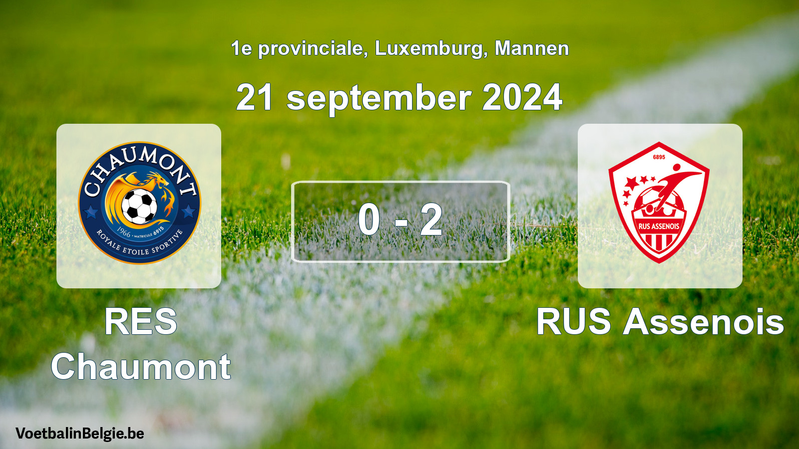 Played match men football: RES Chaumont - RUS Assenois 0 - 2 (21 September 2024)
