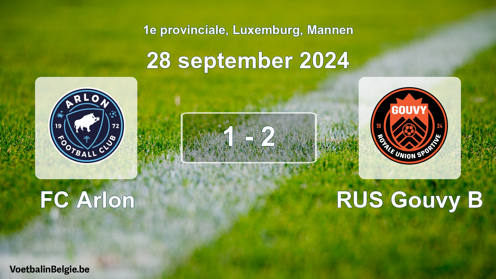 Gespeelde wedstrijd mannenvoetbal: FC Arlon - RUS Gouvy B 1 - 2 (28 september 2024)
