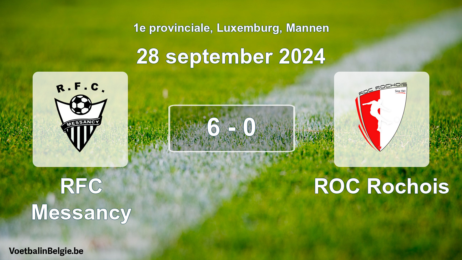 Gespeelde wedstrijd mannenvoetbal: RFC Messancy - ROC Rochois 6 - 0 (28 september 2024)