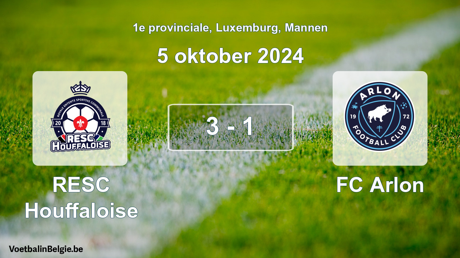 Gespeelde wedstrijd mannenvoetbal: RESC Houffaloise - FC Arlon 3 - 1 (5 oktober 2024)
