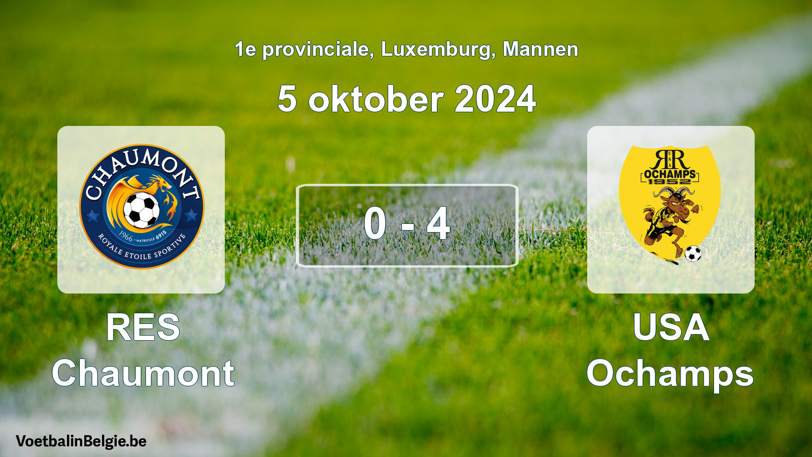 Gespeelde wedstrijd mannenvoetbal: RES Chaumont - USA Ochamps 0 - 4 (5 oktober 2024)