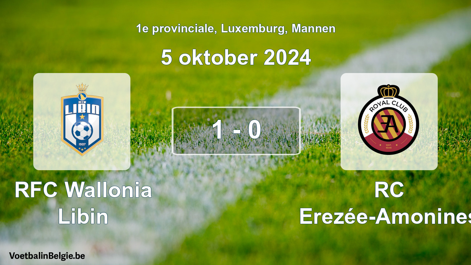 Gespeelde wedstrijd mannenvoetbal: RFC Wallonia Libin - RC Erezée-Amonines 1 - 0 (5 oktober 2024)