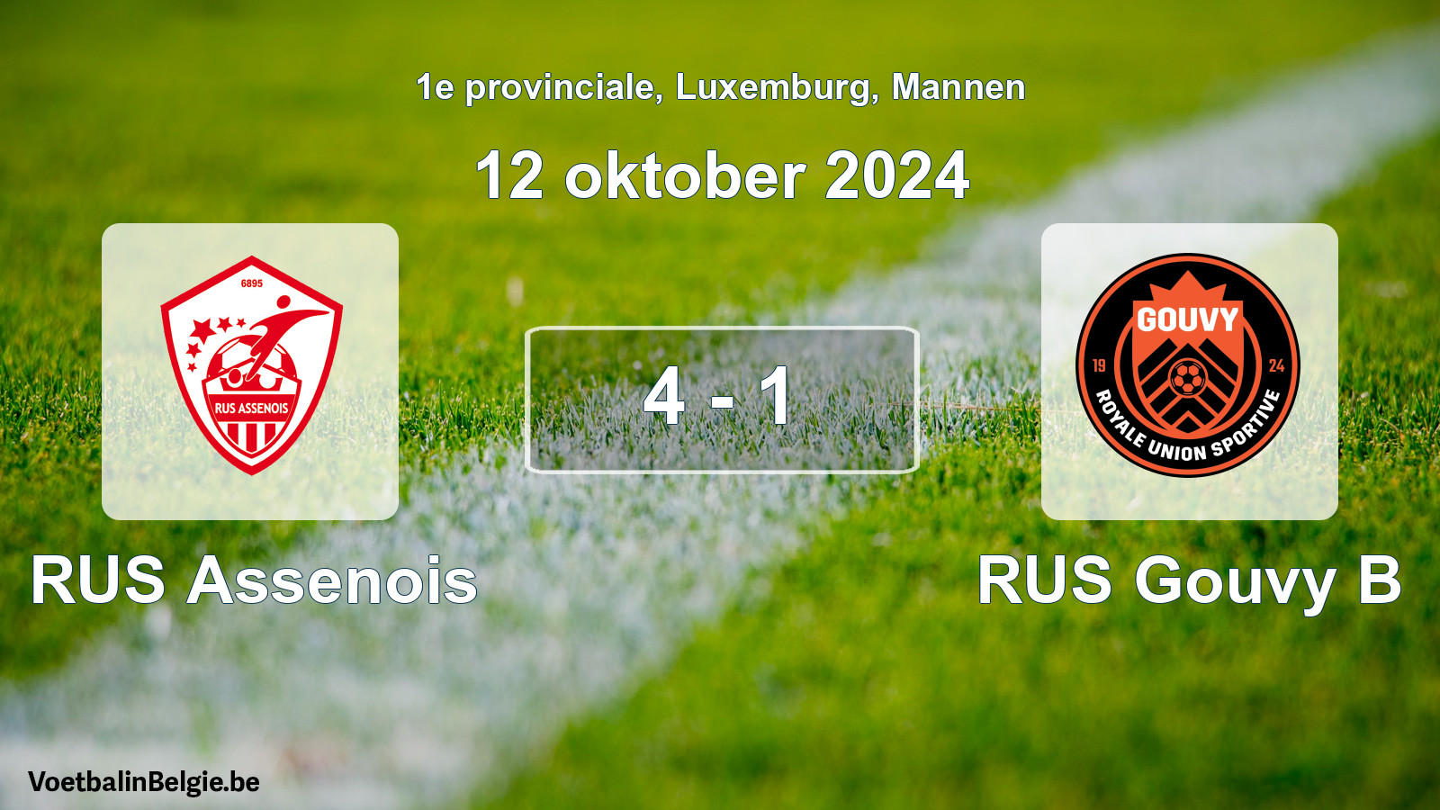 Match joué football hommes: RUS Assenois - RUS Gouvy B 4 - 1 (12 octobre 2024)