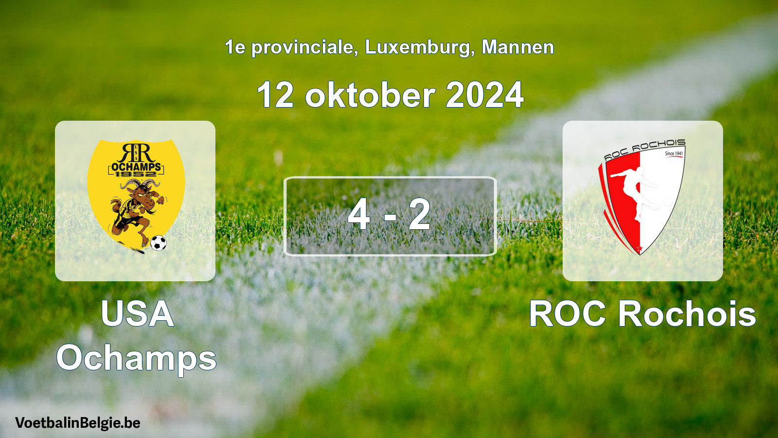 Gespeelde wedstrijd mannenvoetbal: USA Ochamps - ROC Rochois 4 - 2 (12 oktober 2024)