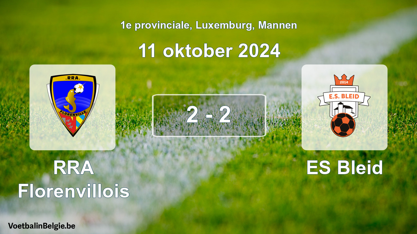 Gespeelde wedstrijd mannenvoetbal: RRA Florenvillois - ES Bleid 2 - 2 (11 oktober 2024)