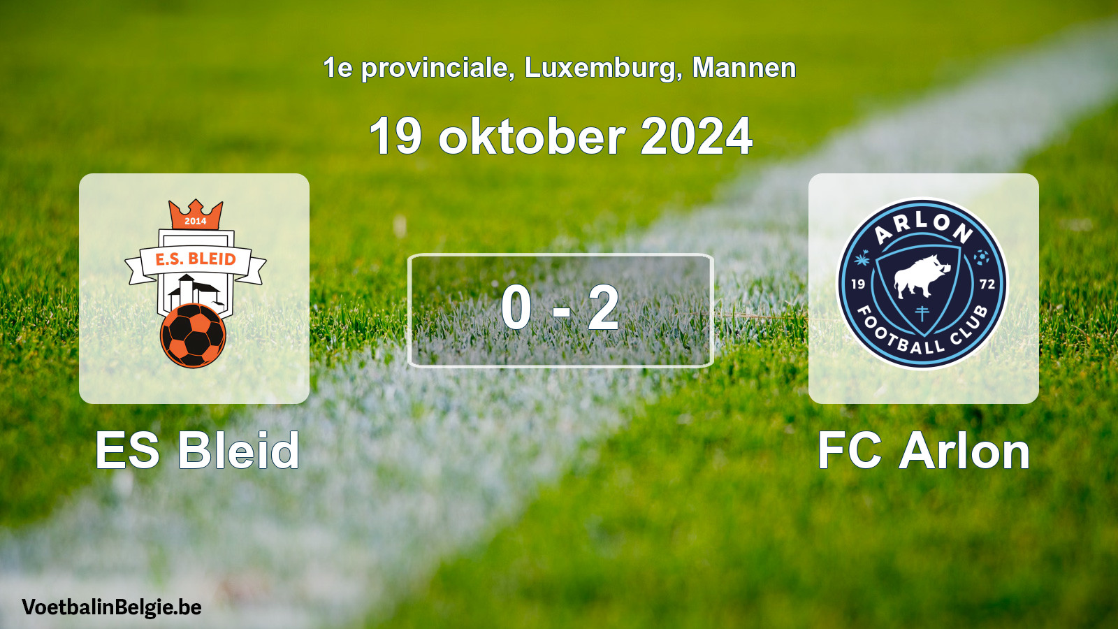 Gespeelde wedstrijd mannenvoetbal: ES Bleid - FC Arlon 0 - 2 (19 oktober 2024)