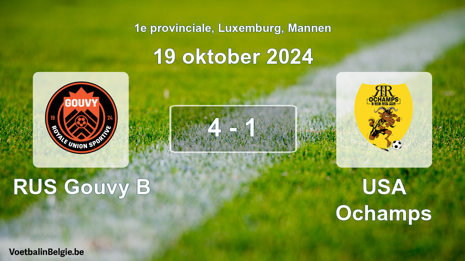 Gespeelde wedstrijd mannenvoetbal: RUS Gouvy B - USA Ochamps 4 - 1 (19 oktober 2024)