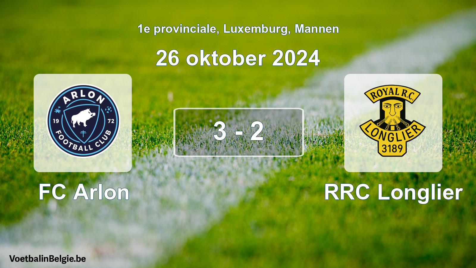 Gespeelde wedstrijd mannenvoetbal: FC Arlon - RRC Longlier 3 - 2 (26 oktober 2024)
