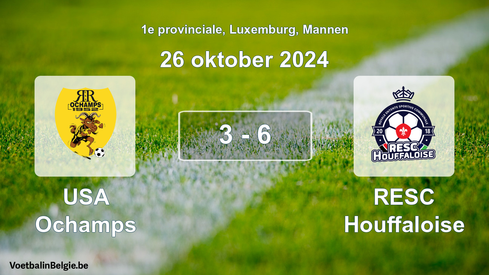 Gespeelde wedstrijd mannenvoetbal: USA Ochamps - RESC Houffaloise 3 - 6 (26 oktober 2024)