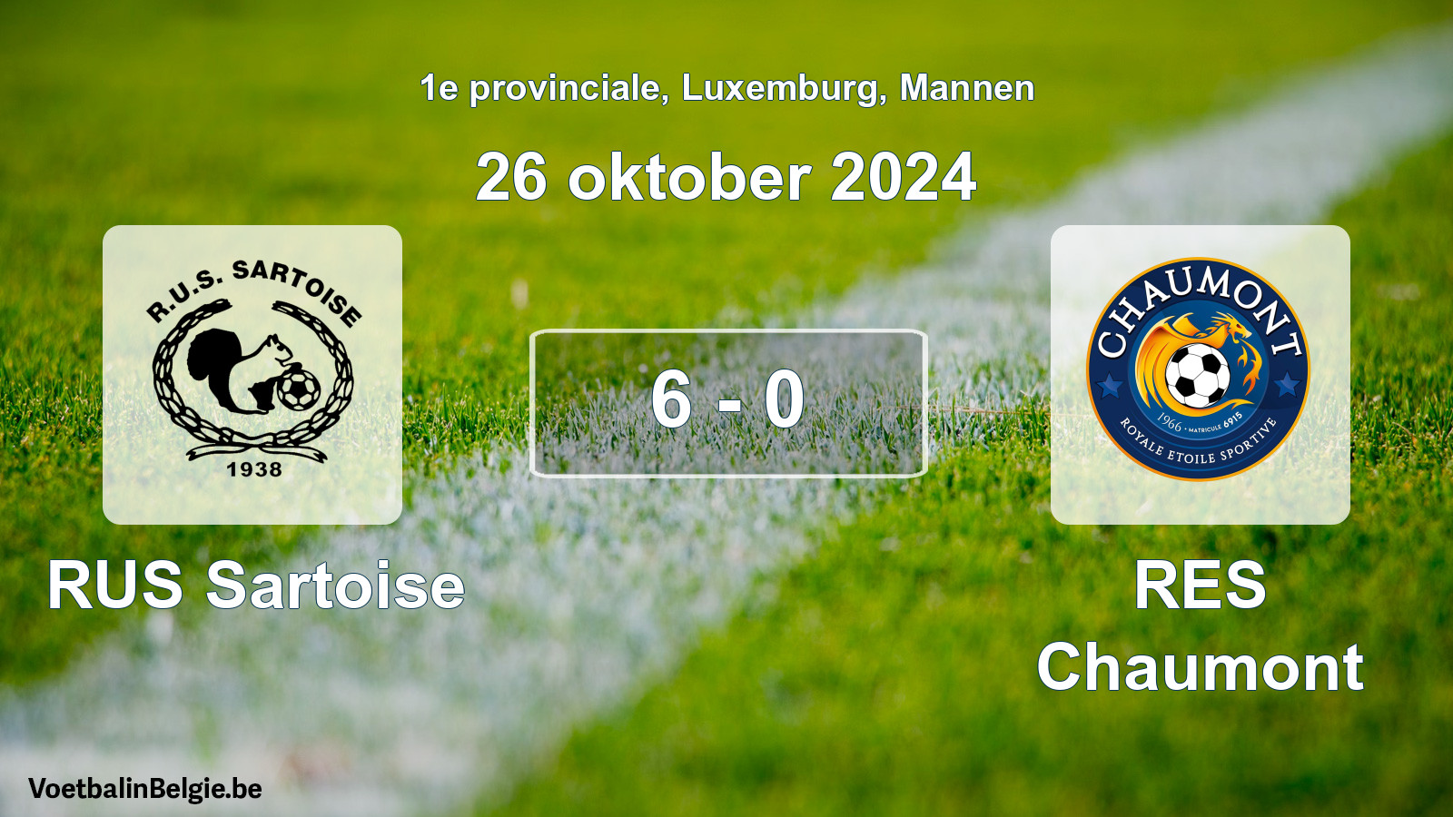 Played match men football: RUS Sartoise - RES Chaumont 6 - 0 (26 October 2024)